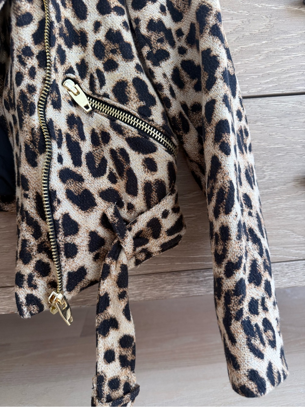 Zara Leopard-Print Moto Jacket in Tan & Black - Picture 3 of 5